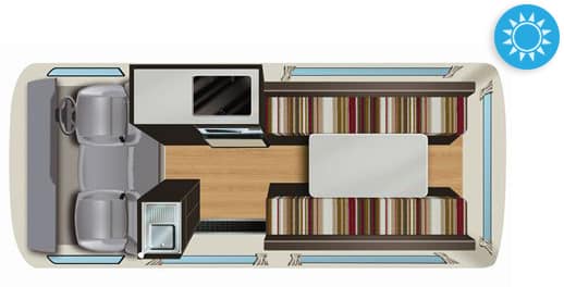 Queenie camper day layout